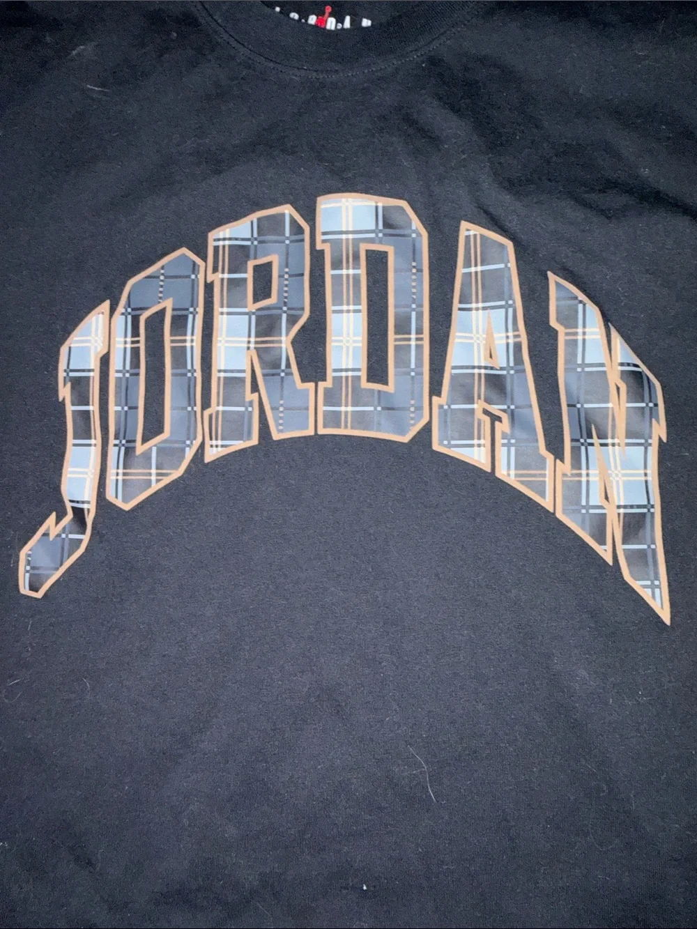 Jordan Black Short-Sleeve Tee with Plaid Arched Logo